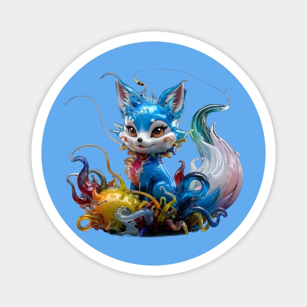 Colorful Creature Resembling a Fox, with Large Eyes and Ears, and a Body that Appears Magnet by animegirlnft